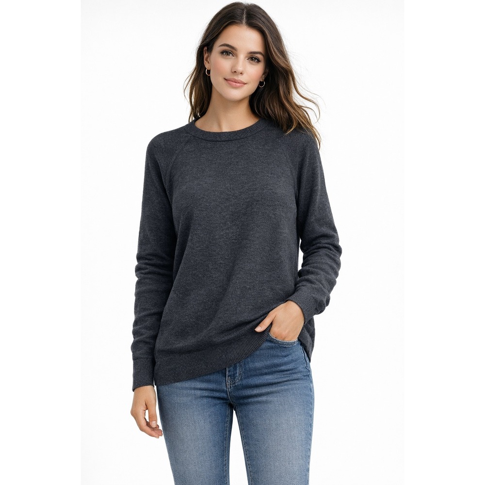 H&M Crew Neck Long Sleeve Raglan Sweater Dark Gray Size M‎